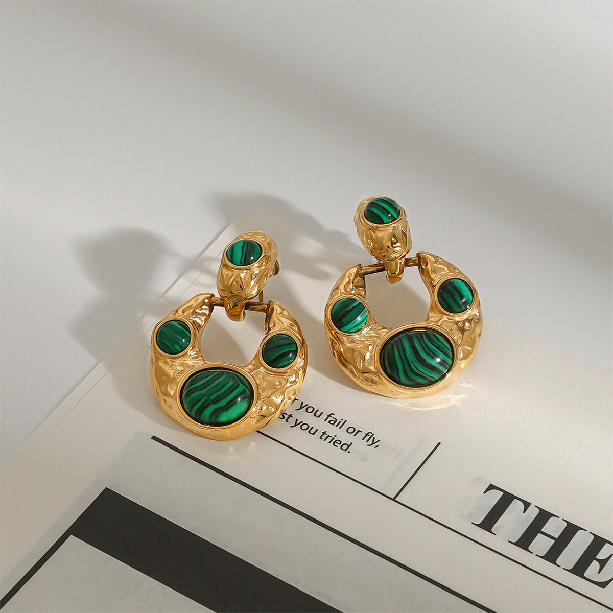 Luxury Elegant Geometric Round Plated Stainless Steel Titanium Stud Earrings for Women