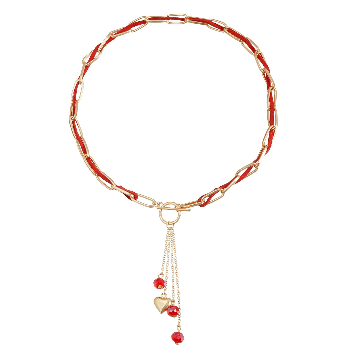Sexy Edgy Heart-Shaped Alloy Pendant Necklace with Tassel Detail and Lobster Clasp for Women