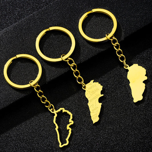Ethnic Style Hollow Lebanese Pendant Keychain in Titanium Steel for Business Gifting and Travel Souvenirs