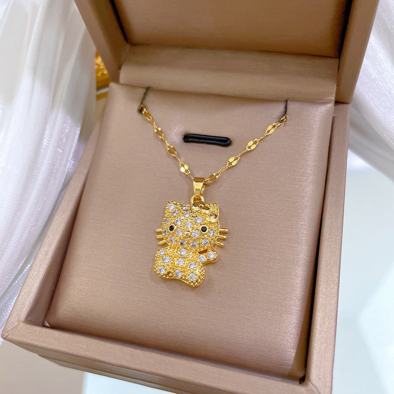 Collar de Mariposa Geométrico de Lujo de Acero de Titanio para Mujeres y Hombres con Incrustaciones de Diamantes de Imitación