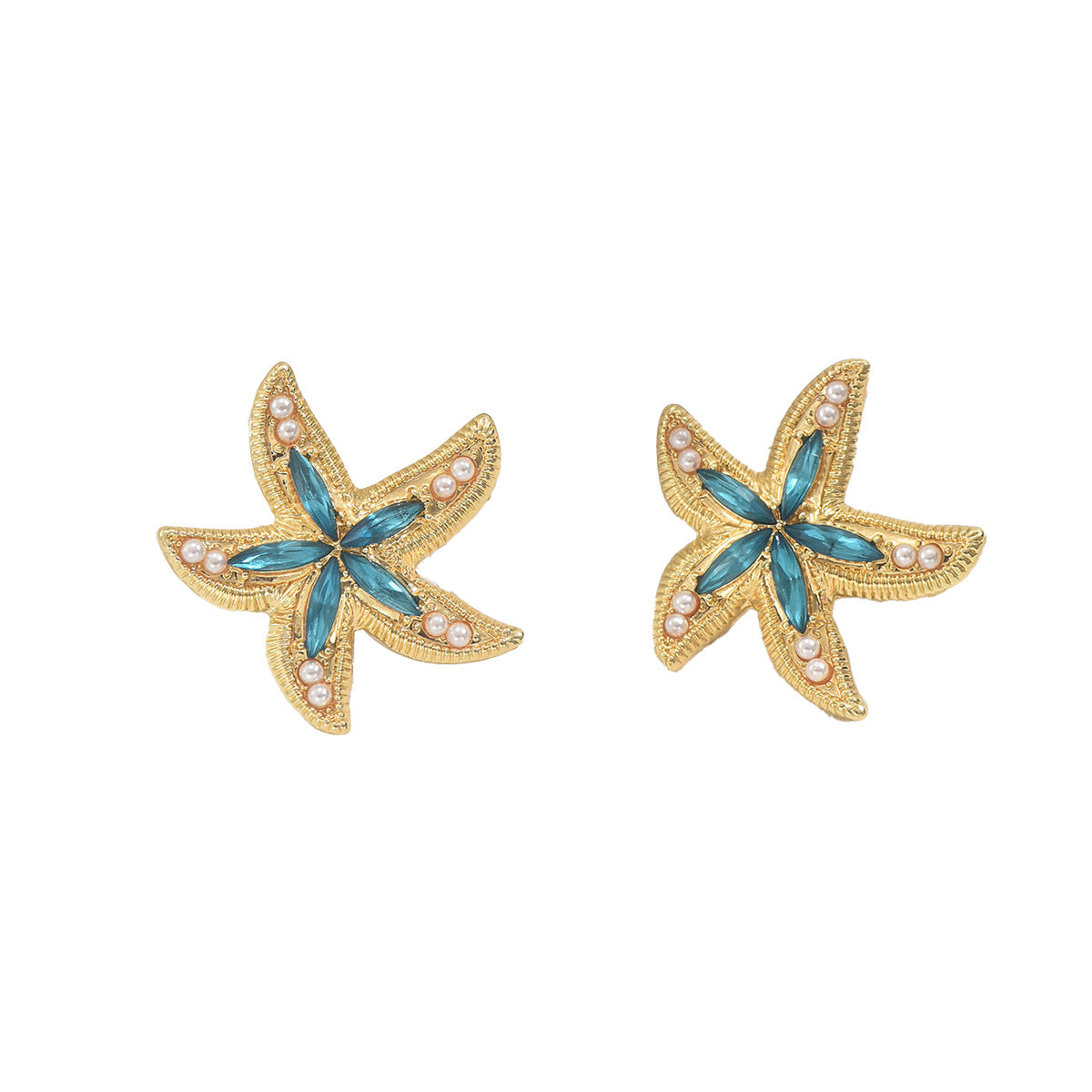 Eleganti orecchini a stella in lega di zinco con intarsi di strass da donna, gioielli alla moda ispirati all'oceano