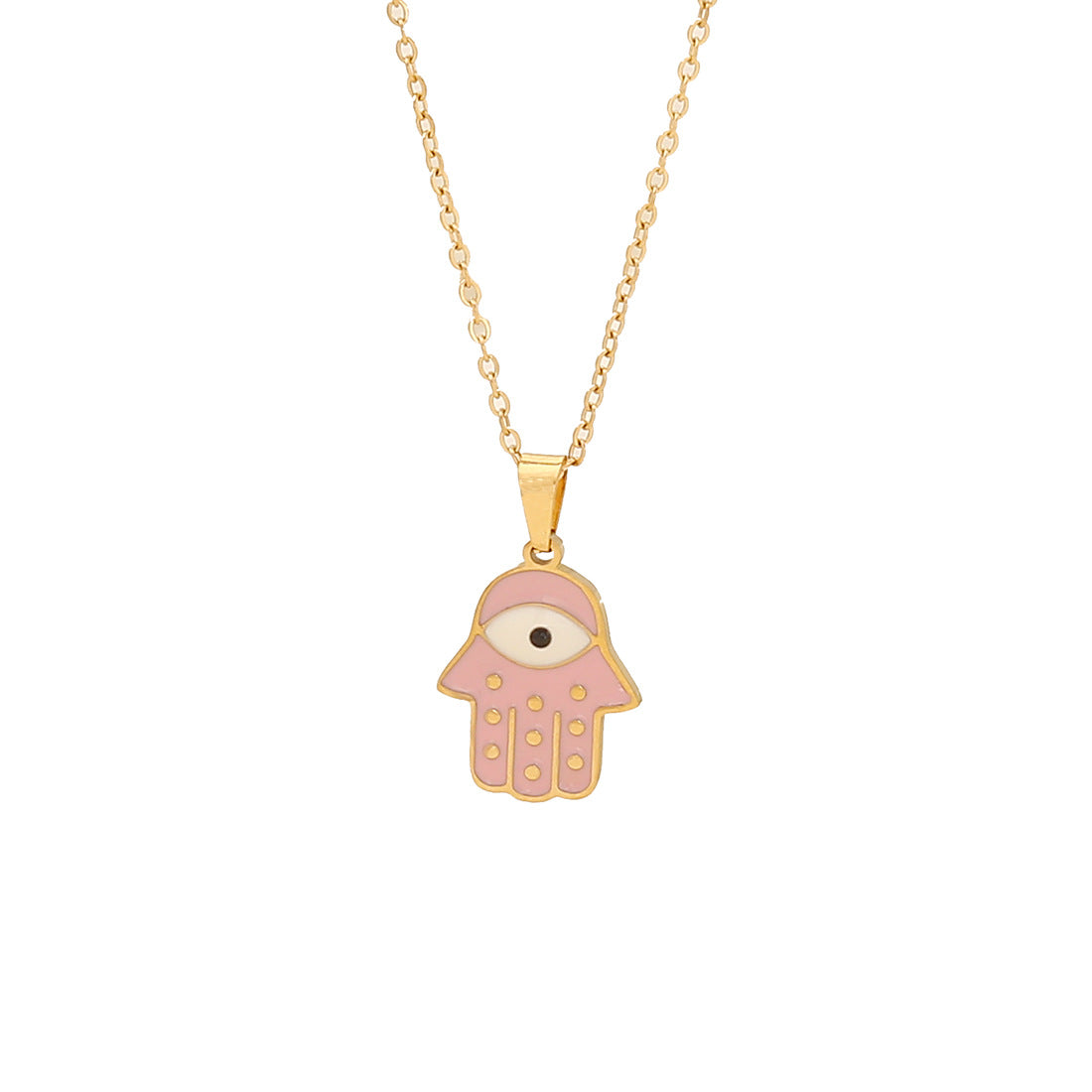 Collana alla Moda a Cuore Rosa con Fiori e Pendente a Farfalla in Acciaio Inossidabile da Donna