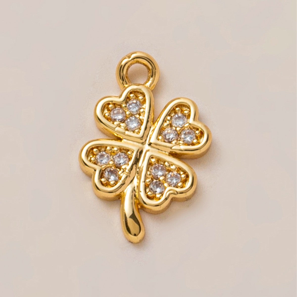 Luxury 18K Gold Plated Brass Pendant with Gemstone Inlay Geometric Fish Clover Heart Design
