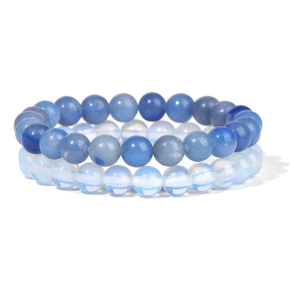 Vintage Business Geometric Natural Gemstone Beaded Bracelet Set for Unisex