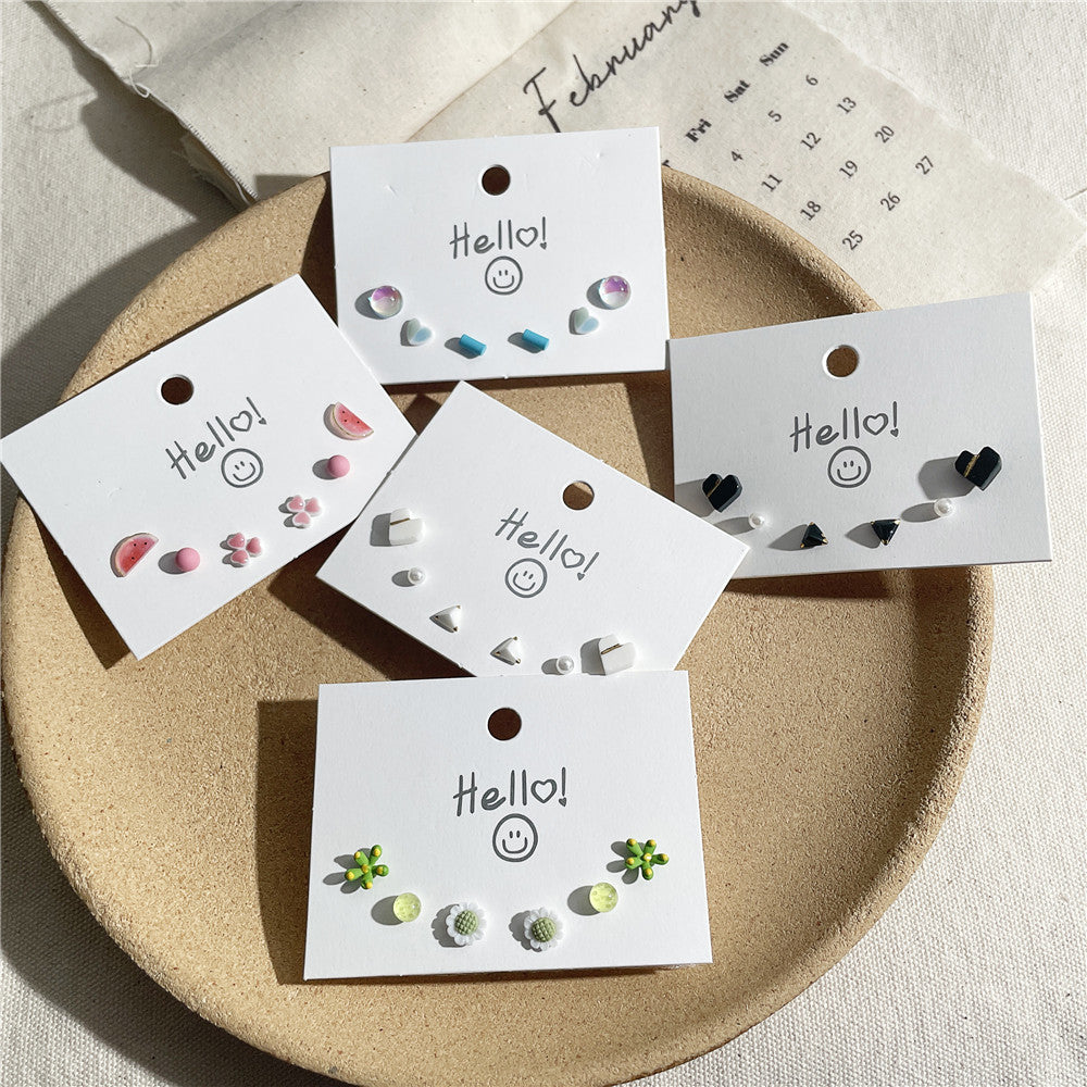 Cute Minimalist Heart Dog Paw Drip Oil Glass Earrings with 925 Sterling Silver Posts