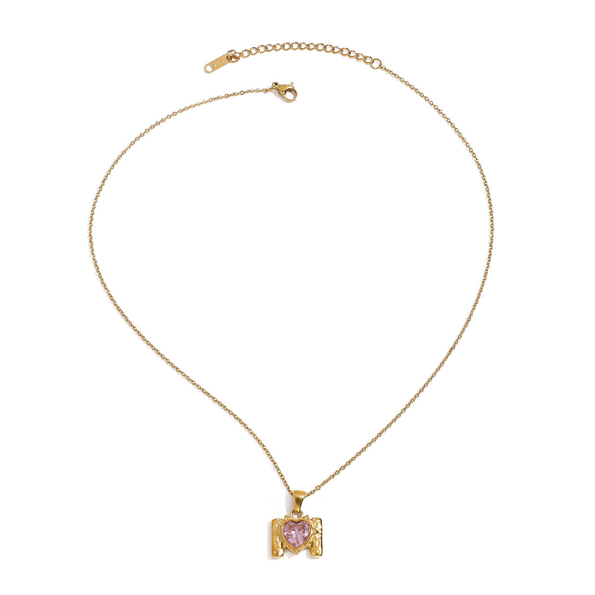 Minimalist Elegant Heart Cubic Zirconia Plated Stainless Steel Necklace for Women