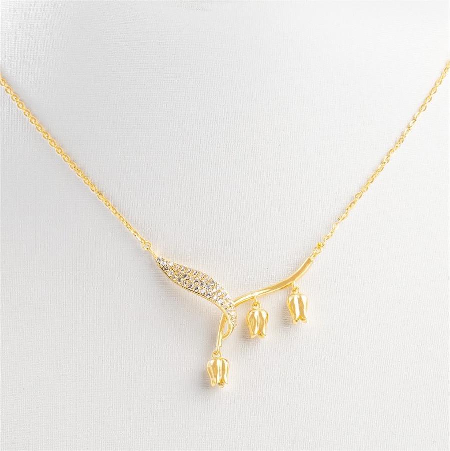 Elegant Orchid Bell Flower Pendant Necklace in Titanium Steel with O-Chain for Women Minimalist Luxury Style