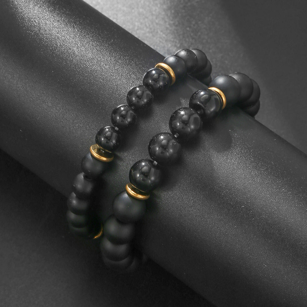 Exotic Ethnic Minimalist Black Agate Handmade Beaded Bracelet Unisex