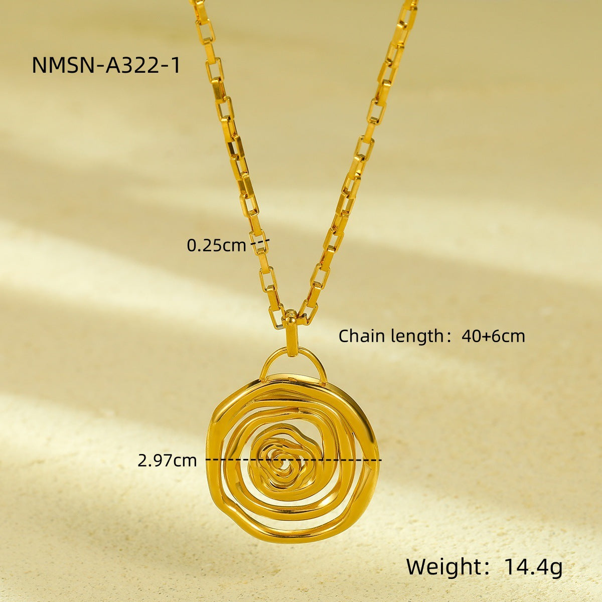 Collar minimalista con colgante de espiral de titanio y acero con acabado chapado para mujer
