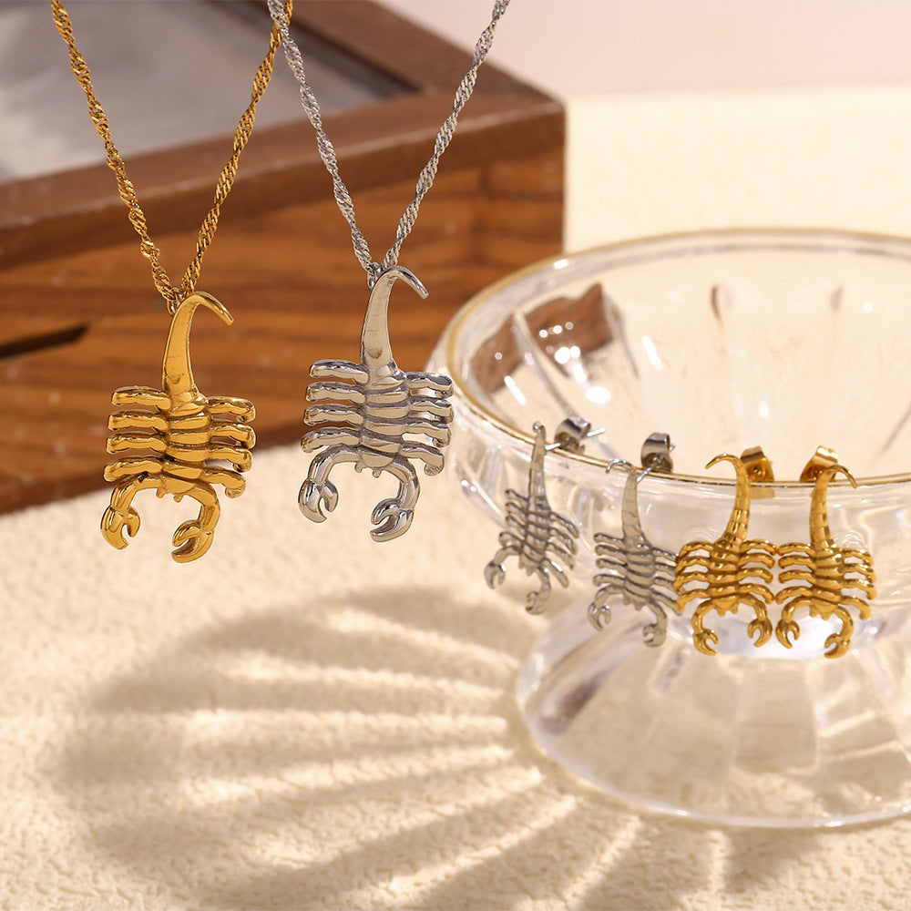 Fashionable Scorpion Pendant Necklace for Women Stainless Steel with 18K Gold Plating Animal Design