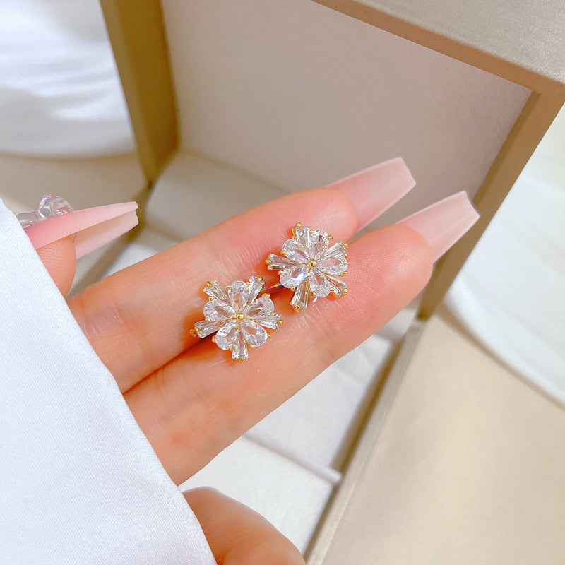 Geometric Stud Earrings for Women with Plated Copper Design, Elegant Long Tassel Drop Earrings, Sweet Style Jewelry