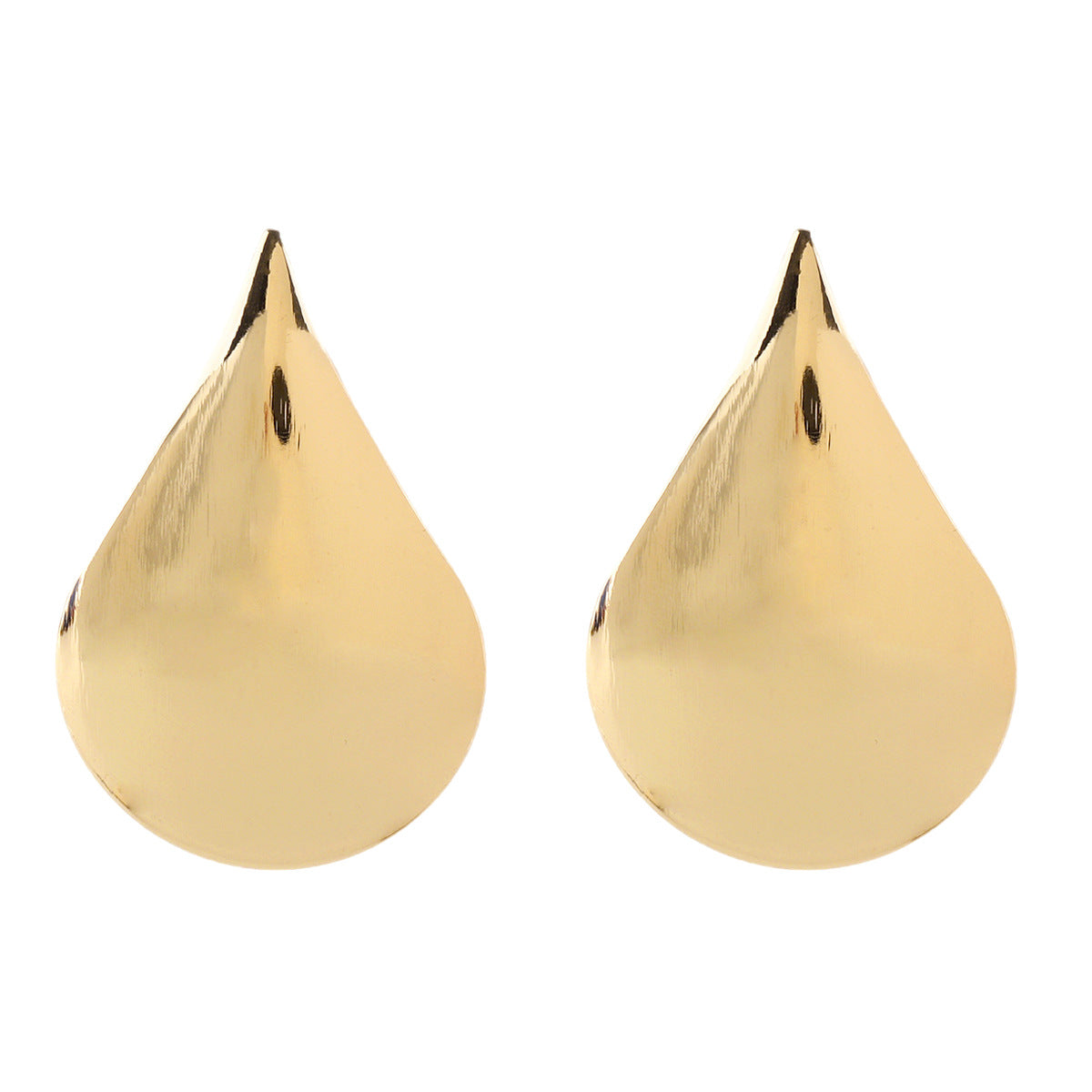Aretes de aleación geométricos exagerados para mujer con superficie convexa pulida y acabado galvanizado