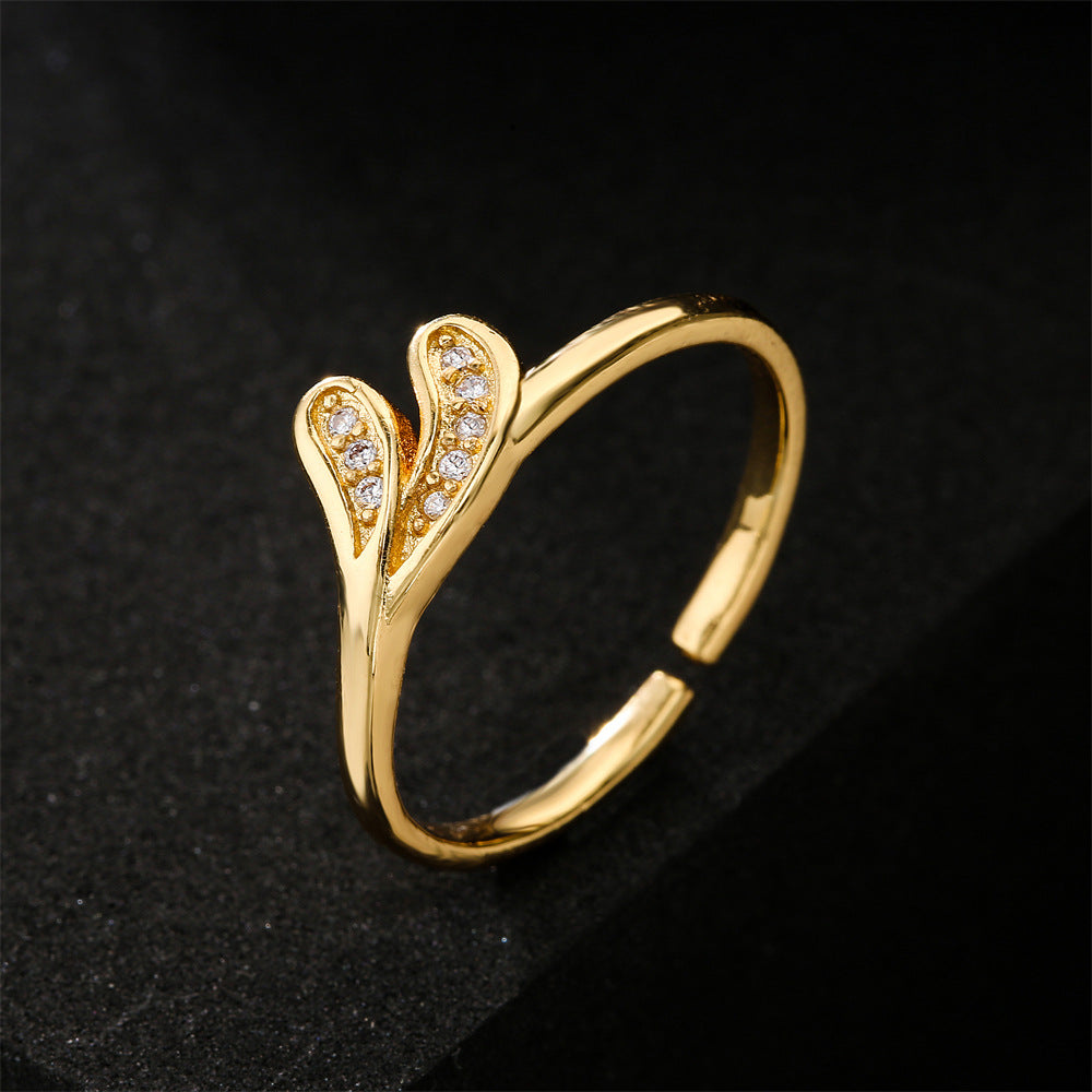 Minimalist Geometric Gold Plated Brass Ring for Women