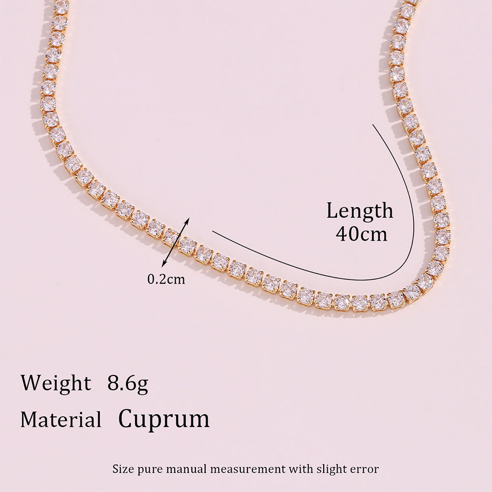 Minimalist Geometric Pendant Necklace for Women in Copper with 18K Gold Plating and Micro-Pave Zirconia