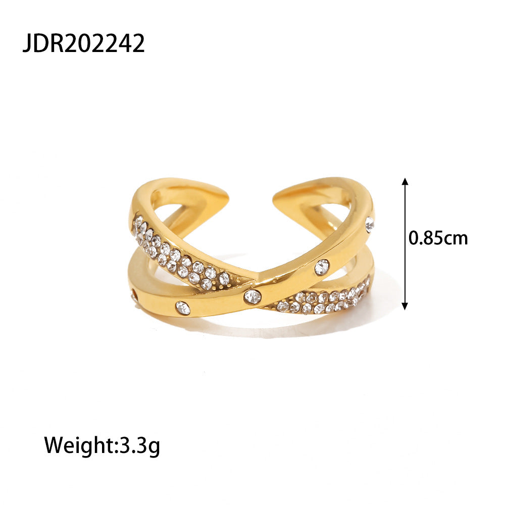 Minimalist Stainless Steel Plated Ring and Bracelet Set with Round Heart Teardrop Charms for Women