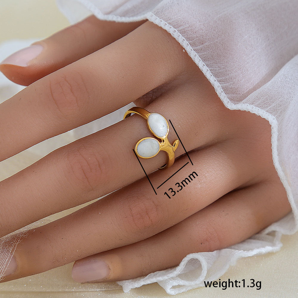 Anello aperto regolabile geometrico in acciaio al titanio con finitura galvanica per donna e uomo, gioielli moderni e minimalisti
