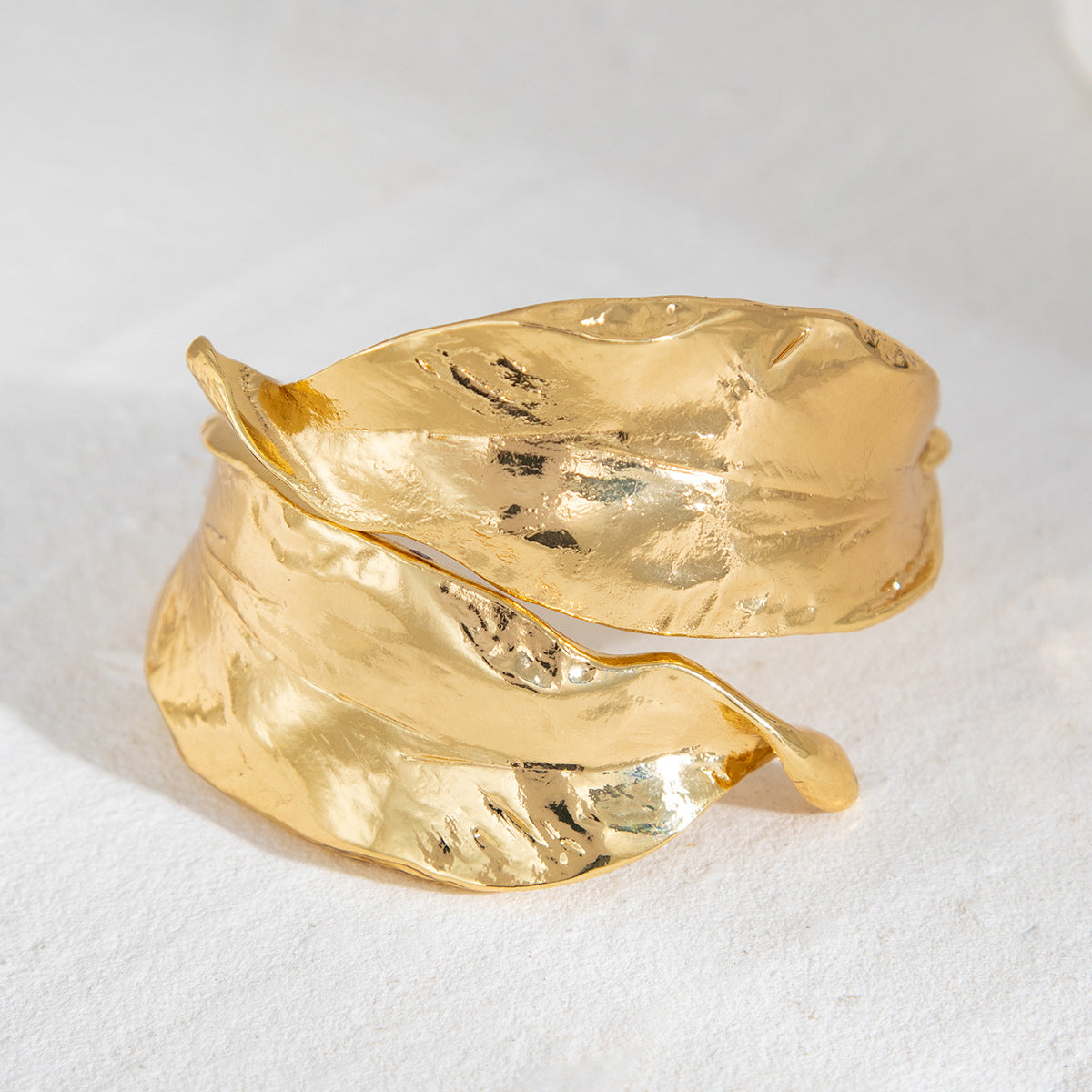Exaggerated Irregular Leaf Plated Alloy Bracelet for Women