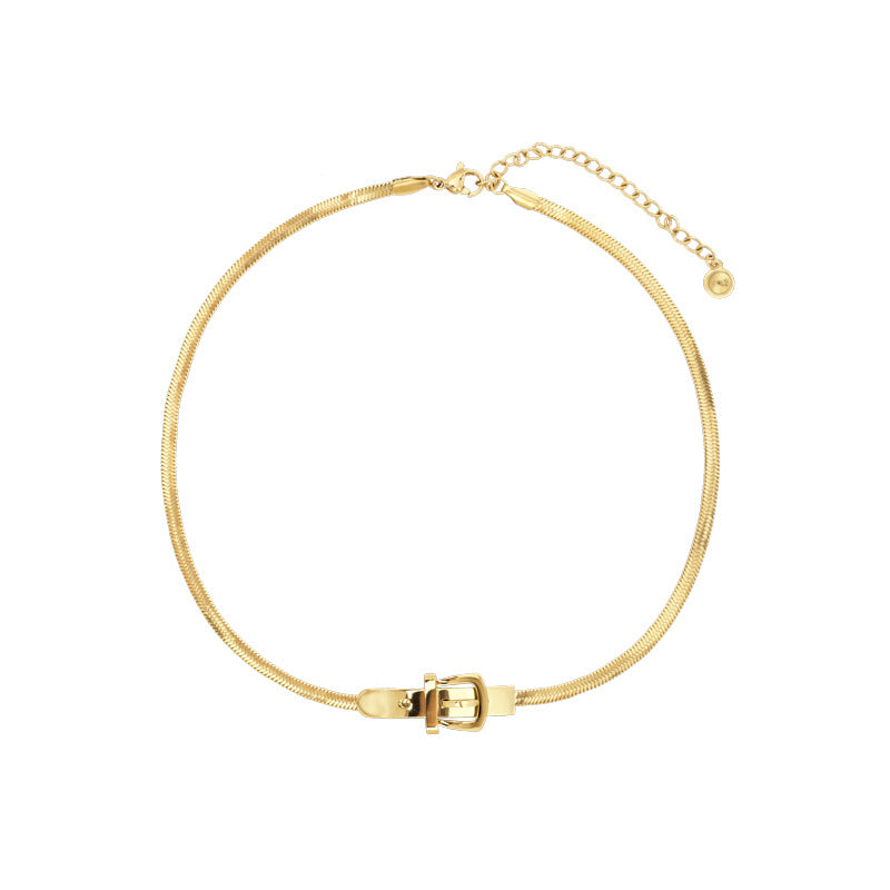 Collana girocollo da donna a catena serpente, minimalista, geometrica, dolce e fresca, in acciaio al titanio