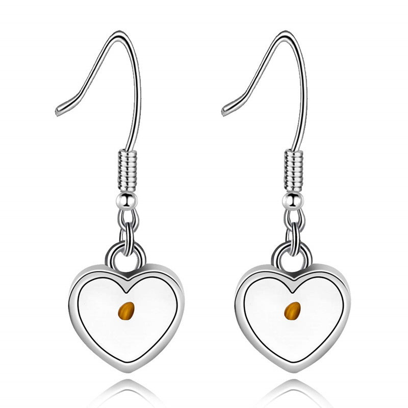 Minimalist Heart-Shaped Polished Stainless Steel Earrings with Mountain-Inspired Design for Women