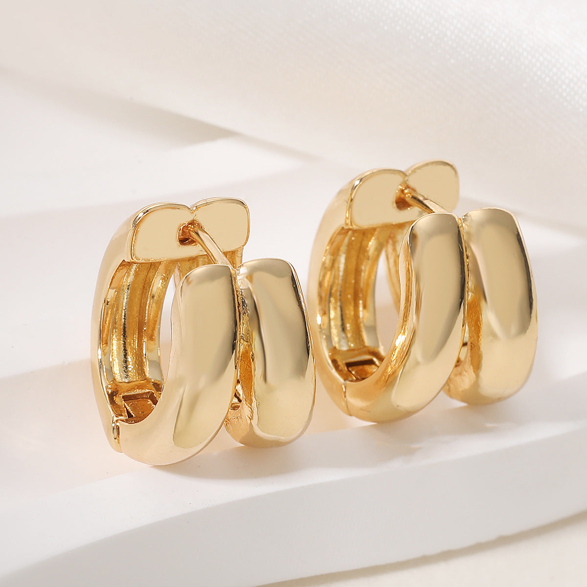 Vintage Geometric Gold Plated Brass Earrings for Women