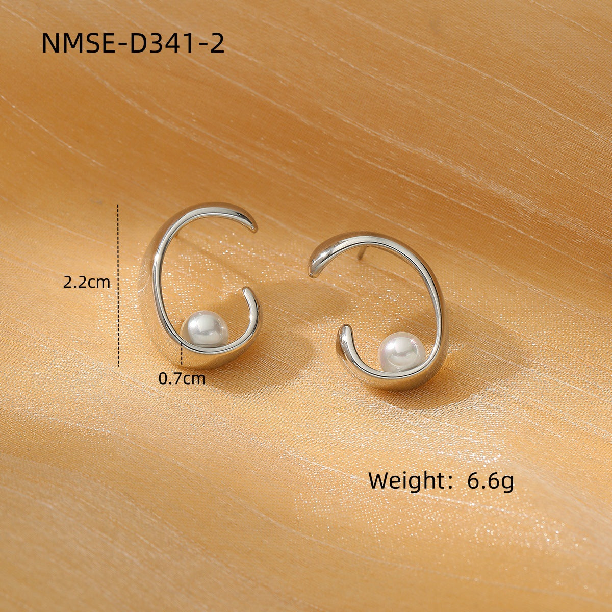 Pendientes de acero inoxidable de perlas irregulares con forma de media luna a la moda para mujer con acabado chapado