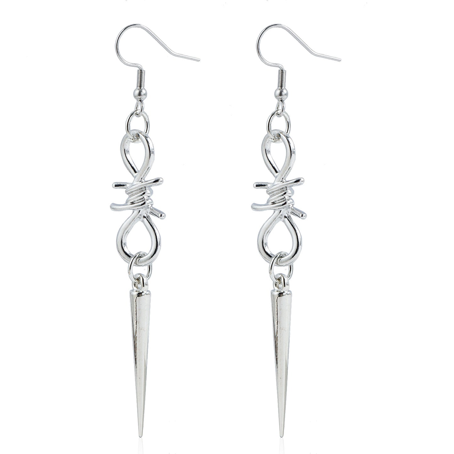 Gothic Long Tassel Rivet Figure-8 Thorn Drop Earrings for Women