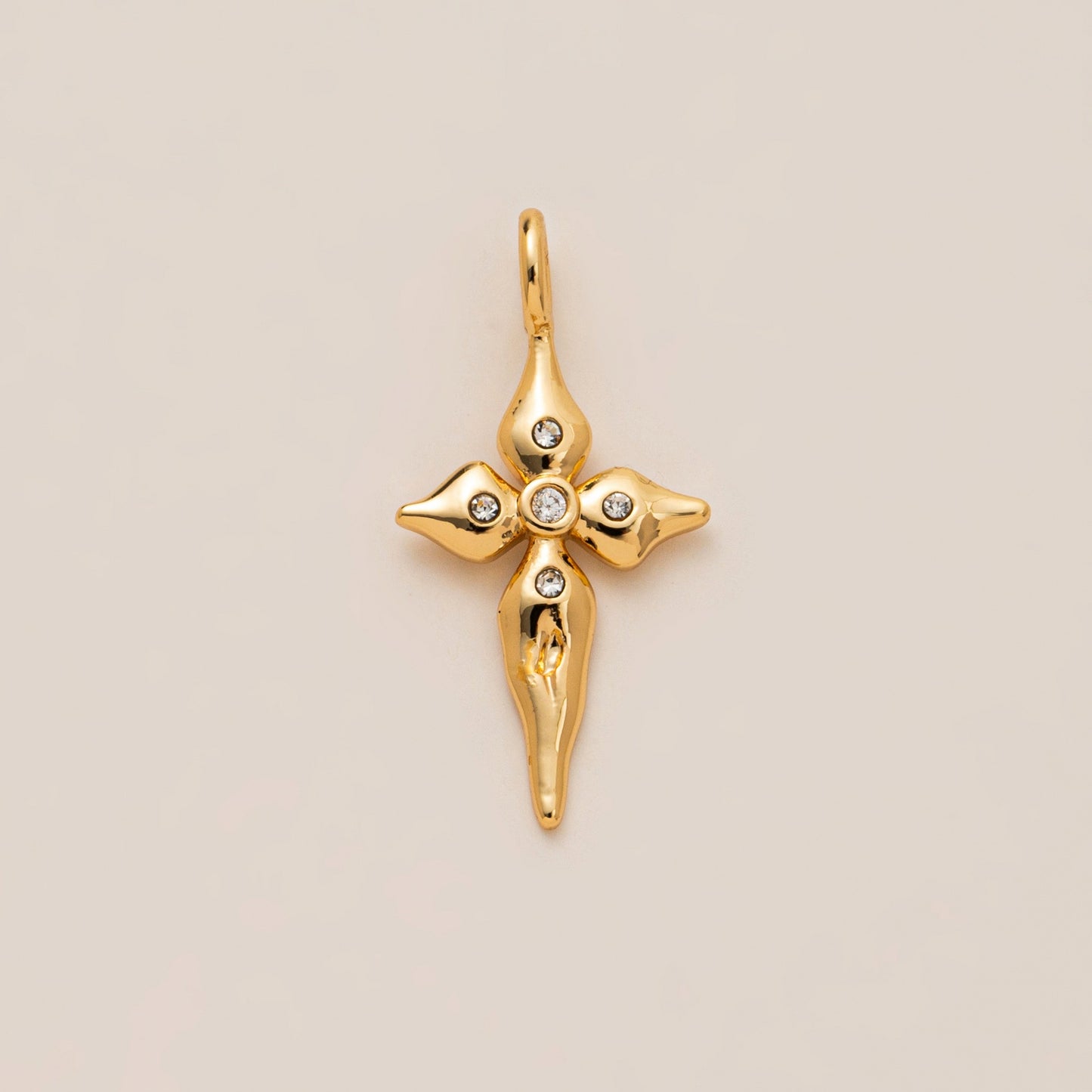 Vintage 18K Gold Plated Brass Cross Moon Star Fish Flower House Charm Bar for DIY Shoe Accessories