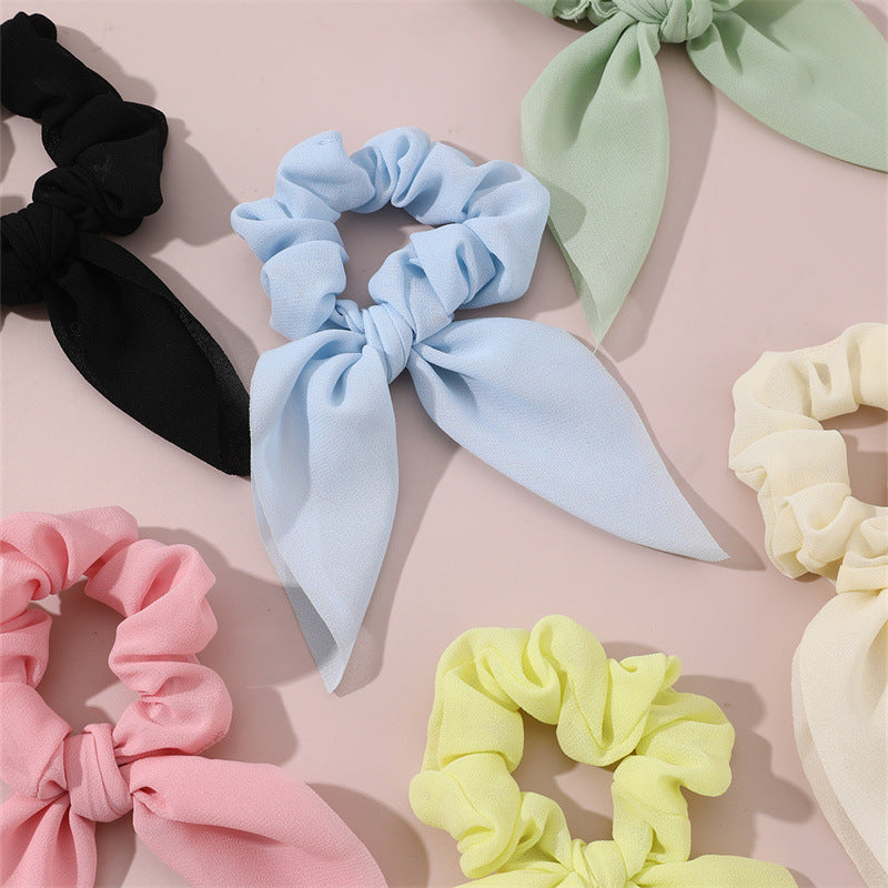 Set di sei elastici per capelli da bambina in stile principessa, con fiocco in tessuto e nastri, in morbido misto cotone