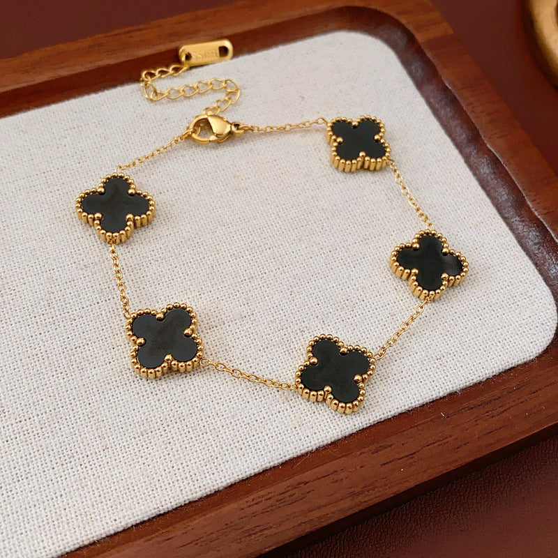 Luxury Elegant Geometric Floral Brass Bracelet with Cubic Zirconia Inlay for Women