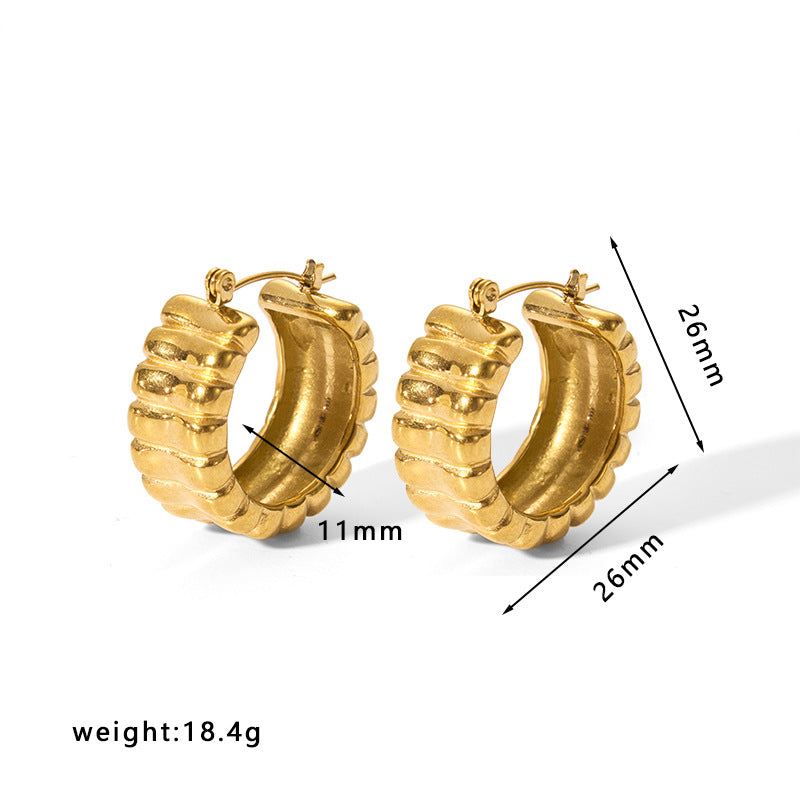Orecchini a cerchio in acciaio inossidabile con design geometrico minimalista e placcatura, leggeri e lussuosi per donna