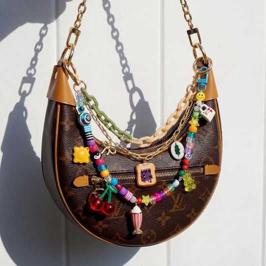 Vintage Elegant Geometric Cherry Heart Teardrop Bell Alloy Plated Bag Charm
