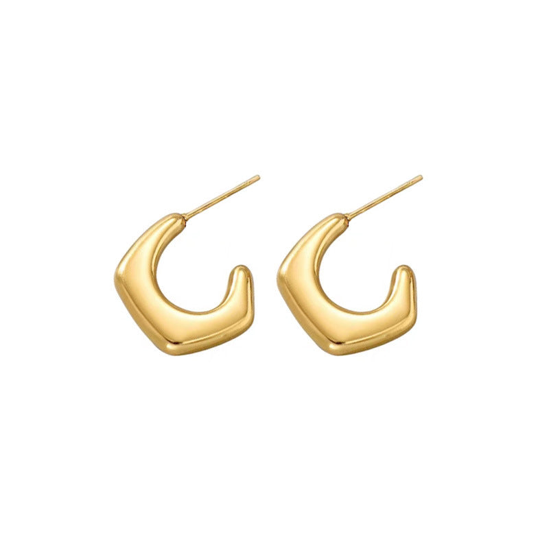 Minimalist Geometric Titanium Steel Stud Earrings with Plated Finish for Women, Cosmic and Natural Inspired Design