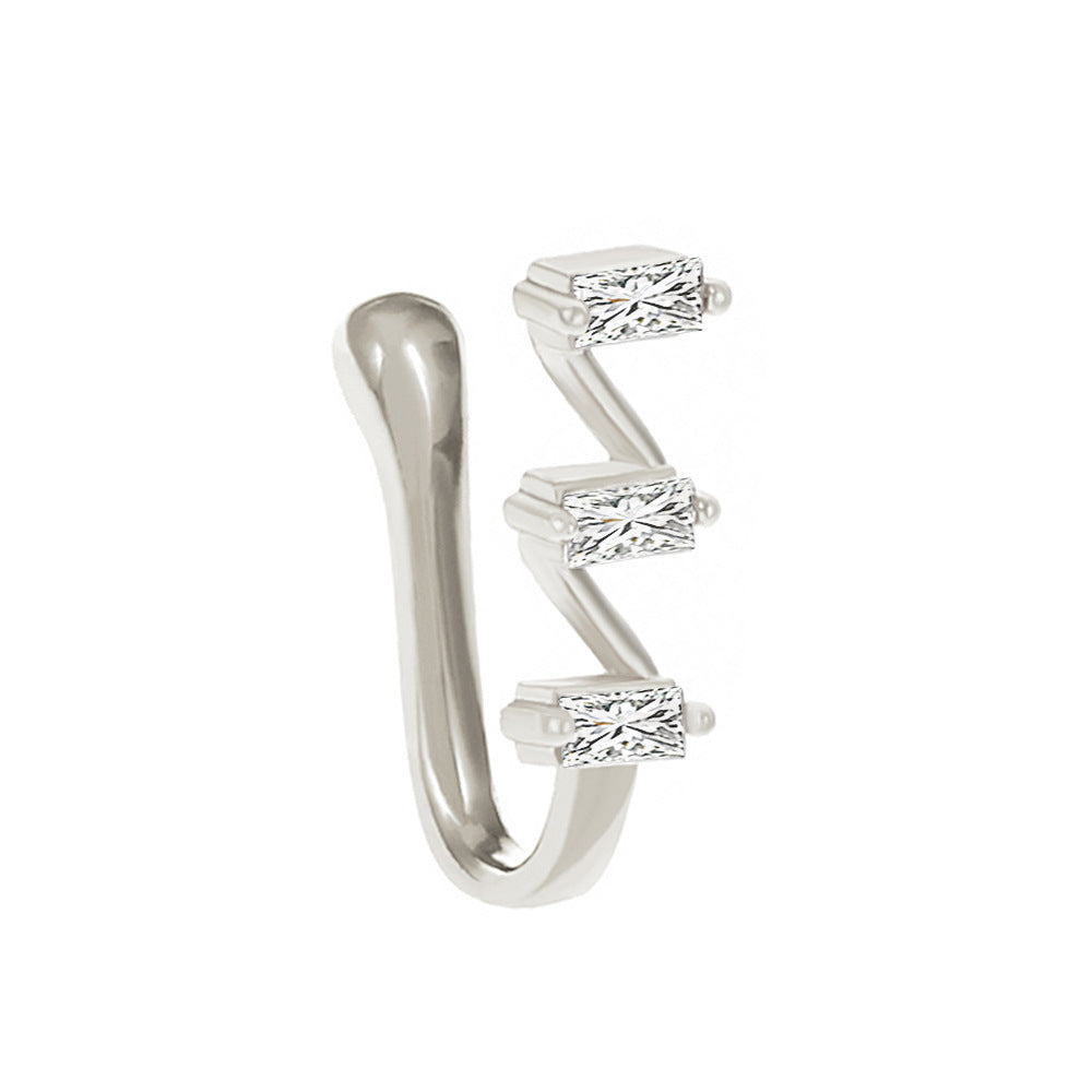 Clip per il naso a forma di U con stella e cuore placcata in rame vintage con zirconia cubica
