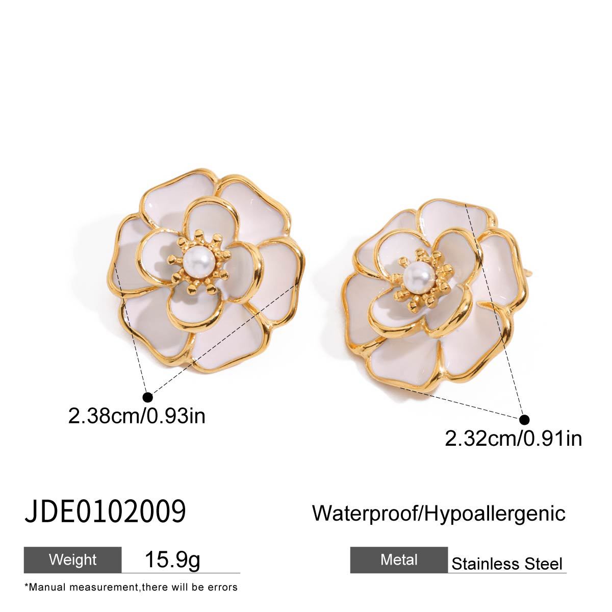 Orecchini da donna geometrici minimalisti in acciaio inossidabile smaltato con motivo floreale, ipoallergenici e resistenti allo sbiadimento