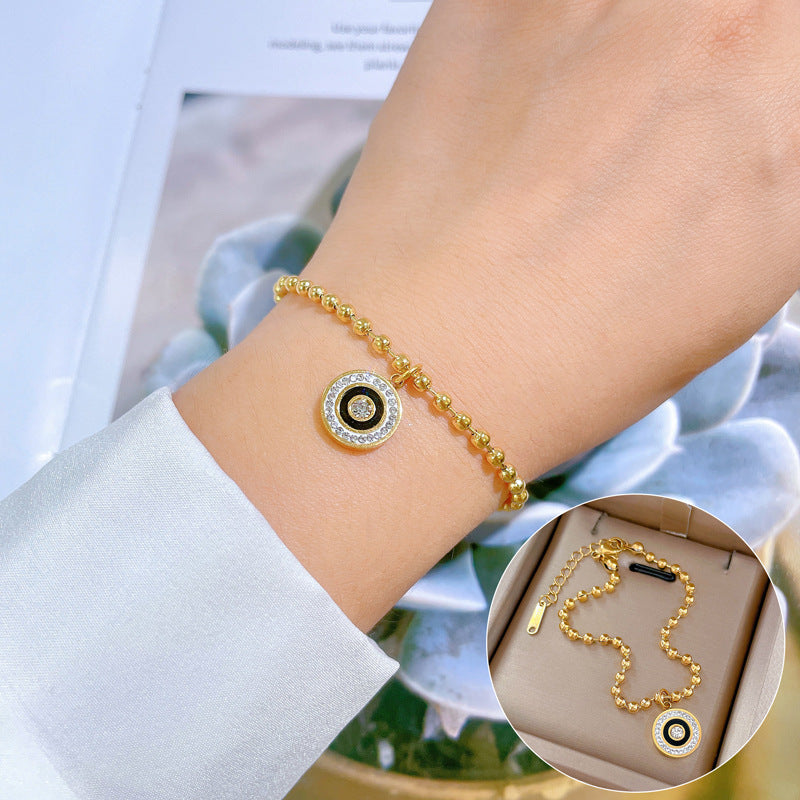 Zodiac Luxury Titanium Steel Gold Plated Bracelet with Cubic Zirconia for Unisex