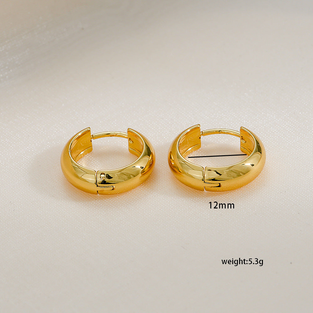Pendientes de aro geométricos chapados en oro de acero de titanio minimalista para mujer, moda unisex, uso diario