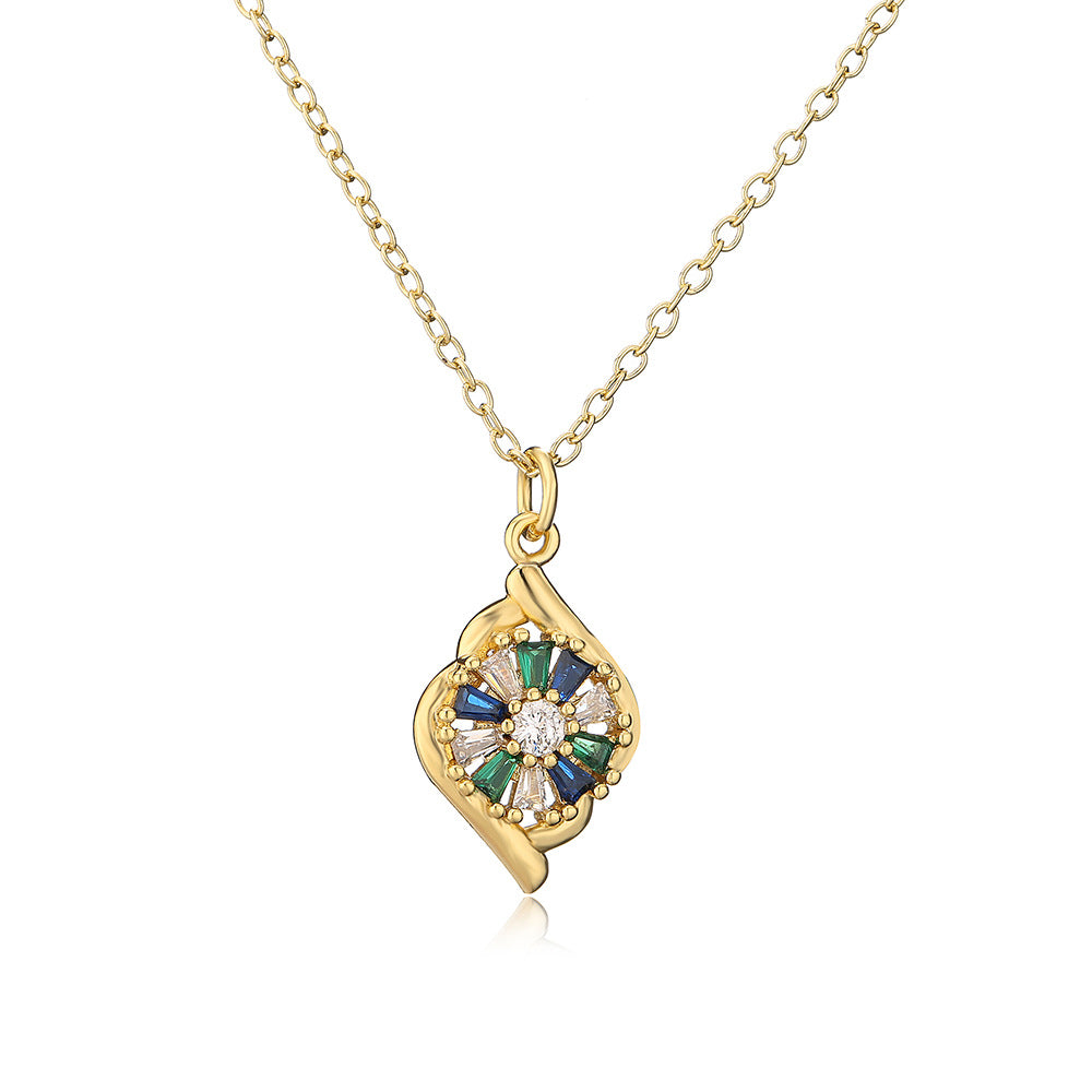 Minimalist Geometric Heart Pendant Necklace for Women with Copper Base Plated in 18K Gold and Micro-Paved Zirconia