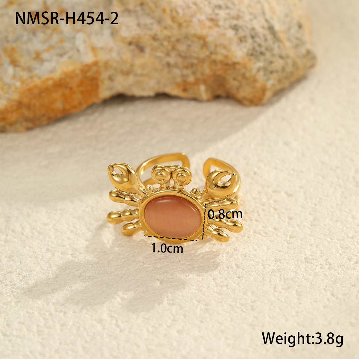 Anello da donna in acciaio al titanio a forma di granchio, minimalista, con finitura galvanizzata, design a fascia aperta regolabile