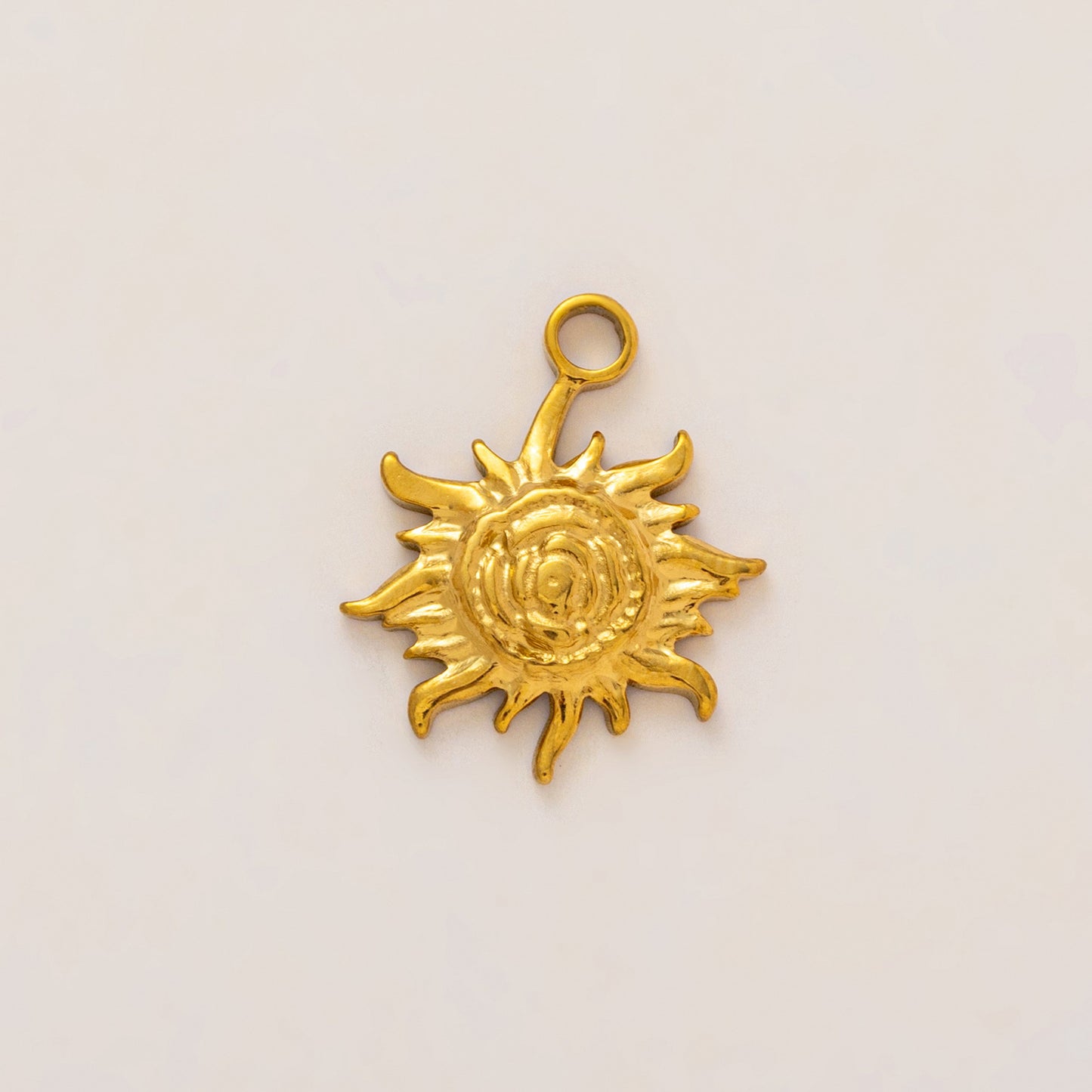 Vintage PVD 18K Gold Plated Stainless Steel Sun Pendant Charm Bar for Women