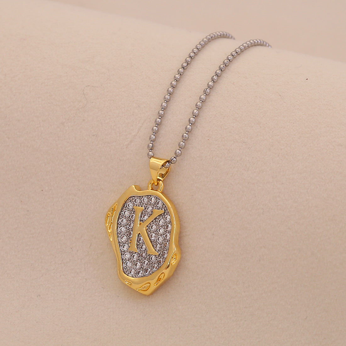 Retro Letter Pendant Necklace for Women in Brass with Minimalist Elegant Locket Style