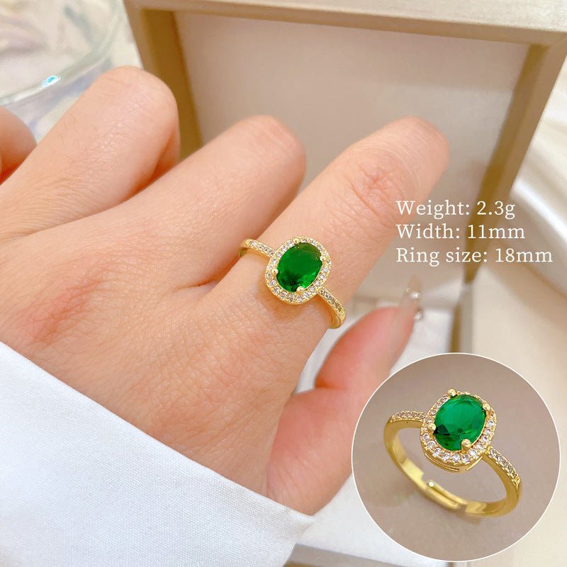 Sweet Minimalist Gold Plated Crown Shape Brass Ring with Sapphire Inlay Adjustable Open Band for Women and Couples