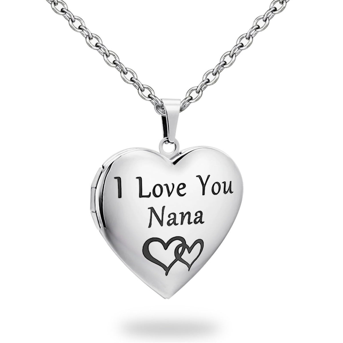 Natural Style Heart-Shaped Stainless Steel Pendant Necklace with Opening Photo Frame and Engraving Capability for Women