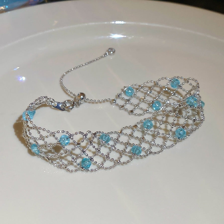 Luxury Elegant Brass Plated Crystal Cubic Zirconia Beaded Bracelet for Women