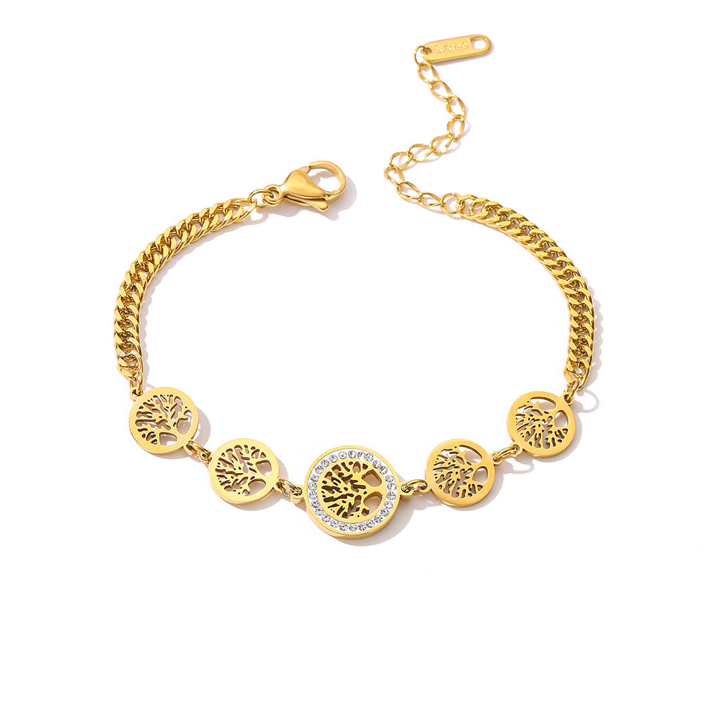 Bracciale Minimalista Geometrico a Cerchio in Acciaio al Titanio da Donna con Design Elegante di Lusso Leggero