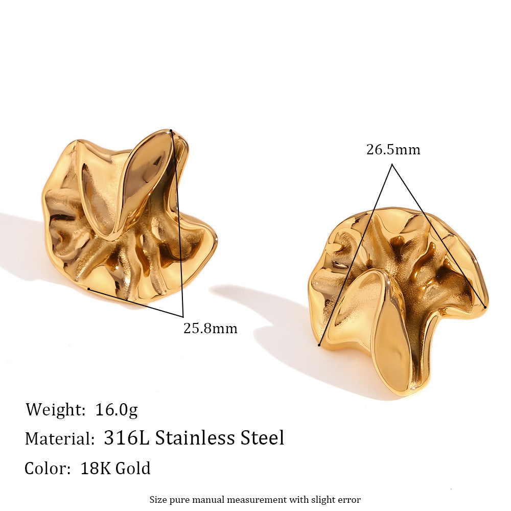 Vintage Geometric Stainless Steel Earrings with 18K Gold Plating for Women