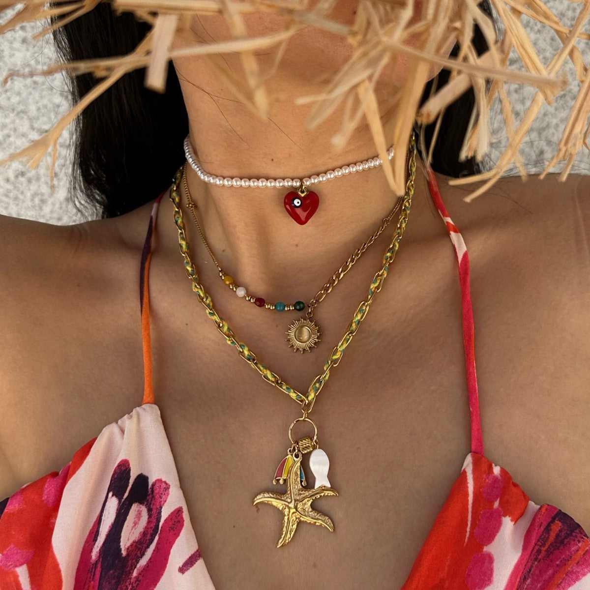 Casual Plated Stainless Steel Star Pendant Necklace for Women
