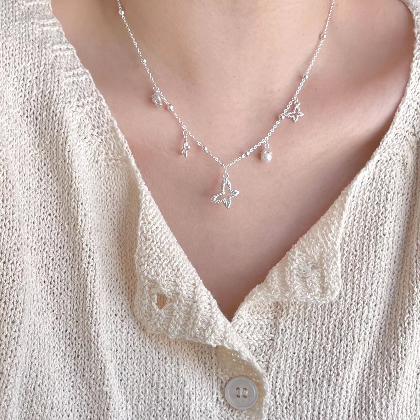 Minimalist Butterfly Pendant Necklace in 925 Sterling Silver with Gold Plating for Women