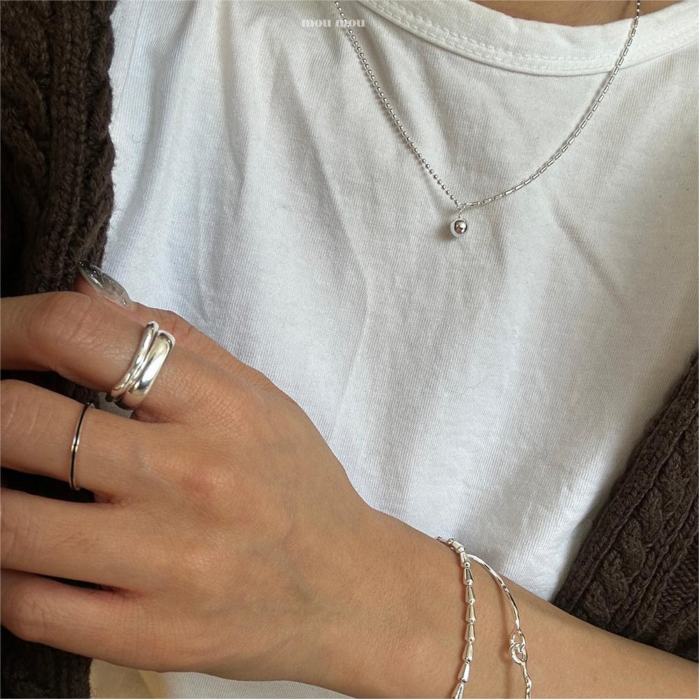 Collana Girocollo Minimalista Geometrica con Perline Rotonde da Donna in Argento Sterling 925 con Finitura Placcata