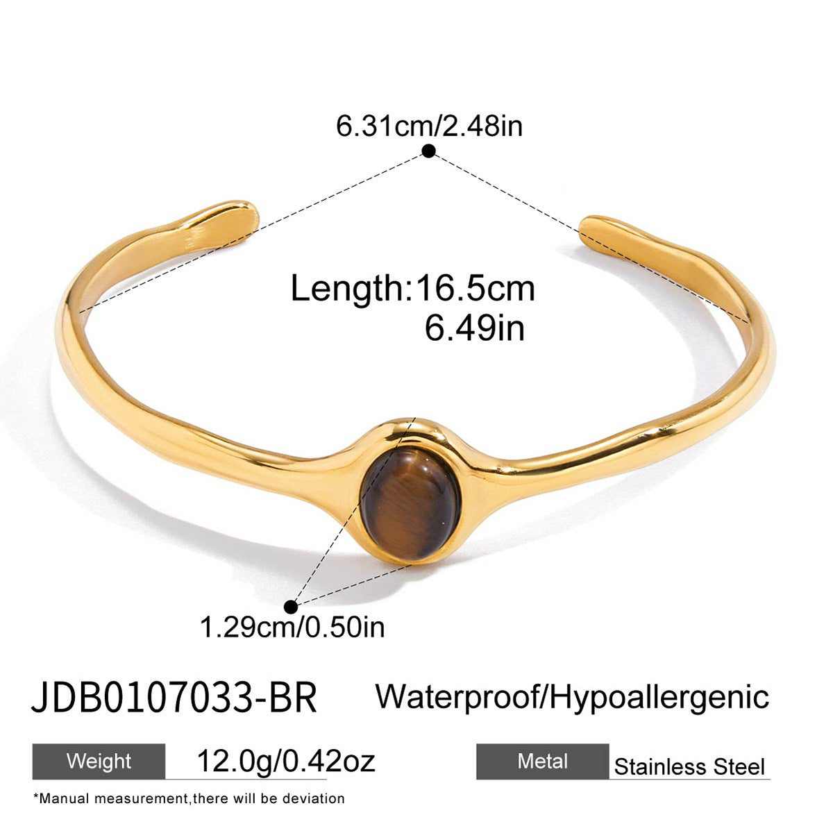 Pulsera Minimalista de Acero Inoxidable para Mujer con Baño de Oro de 18K y Diseño Geométrico de Caballo