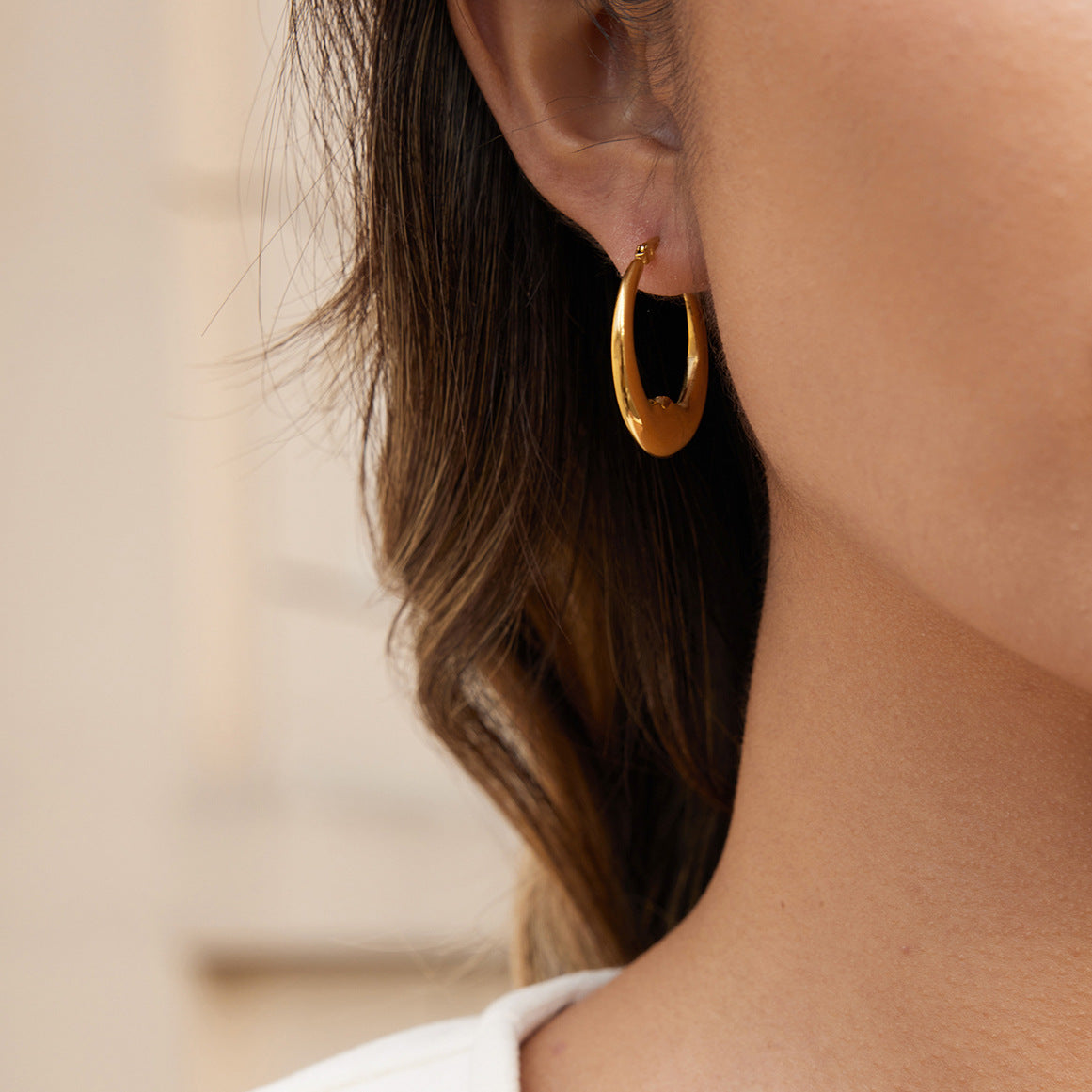 Elegant Minimalist Moon Stainless Steel Plated Earrings for Women